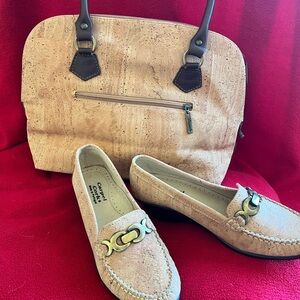 Cork Handbag and Loafers Set
